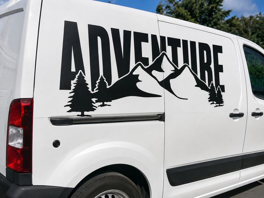 Sticker XXL ADVENTURE – Autocollant grand format sur mesure | Véhicule, vitrine, mur