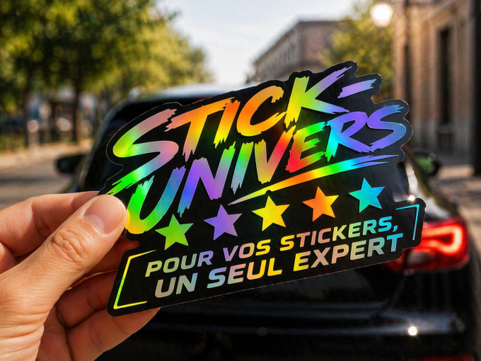Sticker holographique personnalisé - Stickers personnalisés texte logo 
