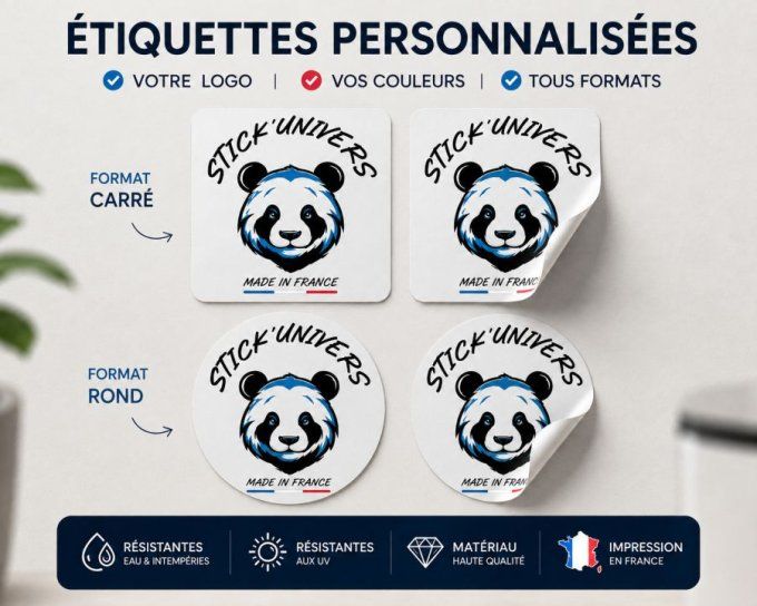 Étiquettes autocollantes à personnaliser avec votre visuel
