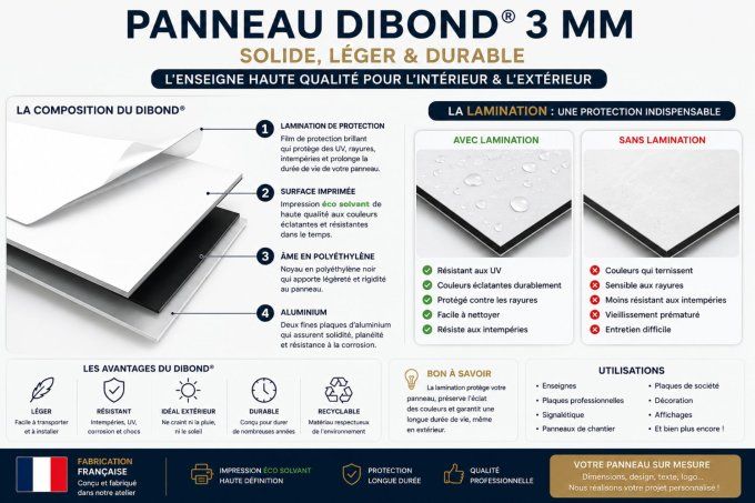Panneau Dibond Personnalisé 3 mm | Enseigne Professionnelle Sur Mesure