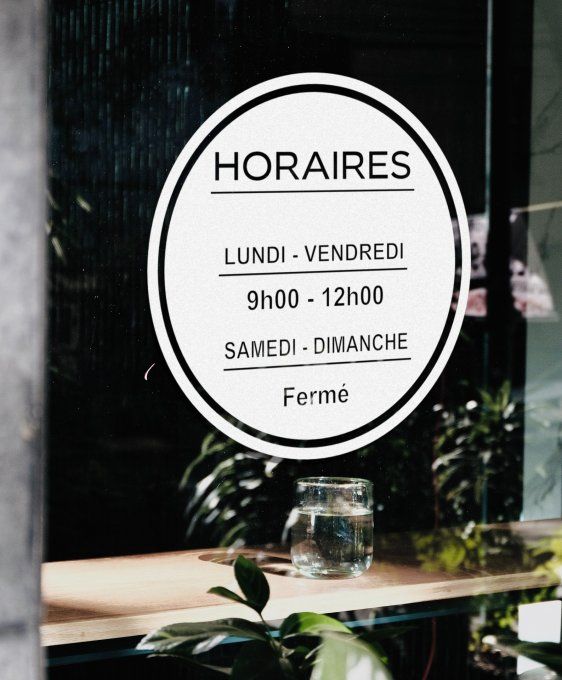 Sticker horaire simple vitrine