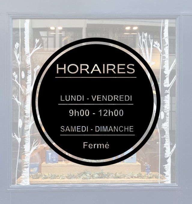 Sticker horaire simple vitrine
