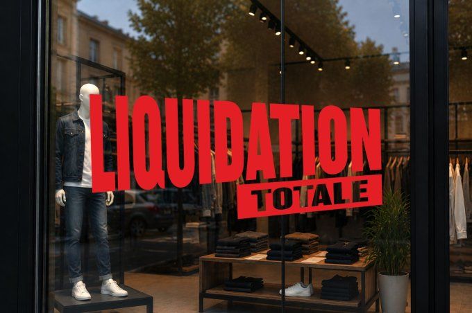 Sticker Vitrine Liquidation Totale – Autocollant Commerce Magasin – Déstockage Promotion Soldes