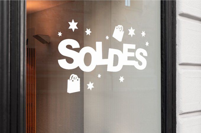 Sticker “SOLDE” pour vitrine – Autocollant promotion magasin – Décoration vitrine soldes 