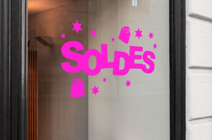 Sticker “SOLDE” pour vitrine – Autocollant promotion magasin – Décoration vitrine soldes 