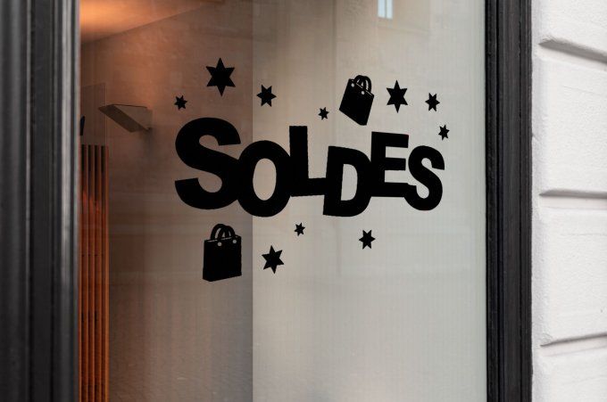 Sticker “SOLDE” pour vitrine – Autocollant promotion magasin – Décoration vitrine soldes 