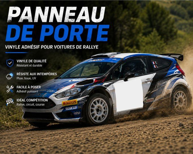 Lot de 2 Panneaux de Porte Rallye Blancs 72 x 52 cm |  Vinyle Adhésif Haute qualité
