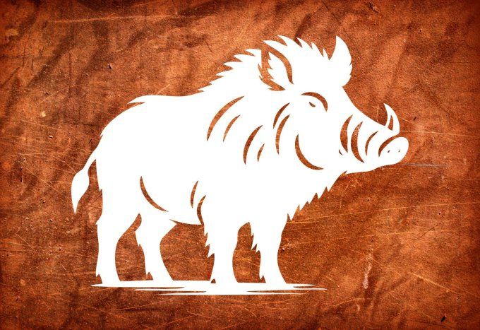 Sticker sanglier entier – Autocollant découpé à la forme sans fond – Décoration véhicule & mur