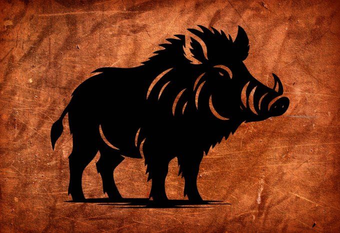 Sticker sanglier entier – Autocollant découpé à la forme sans fond – Décoration véhicule & mur