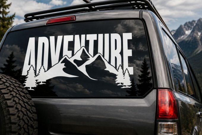 Sticker XXL ADVENTURE – Autocollant grand format sur mesure | Véhicule, vitrine, mur