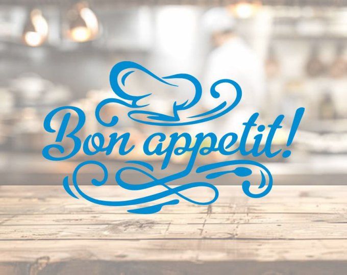 Sticker cuisine “Bon appétit” – décoration murale cuisine – autocollant vinyle déco