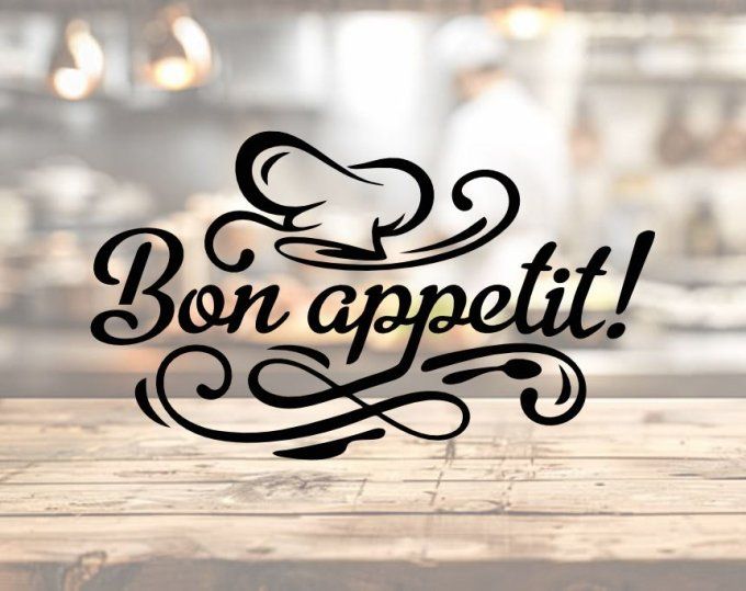 Sticker cuisine “Bon appétit” – décoration murale cuisine – autocollant vinyle déco