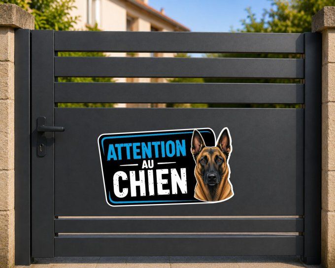 Sticker Attention au Chien Personnalisé | 9 Races de Chiens | Autocollant Portail Maison 