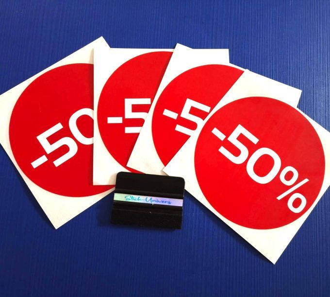 Sticker Soldes Vitrine Magasin - Pastille Promo Adhésive Personnalisable - Autocollant Remise % 
