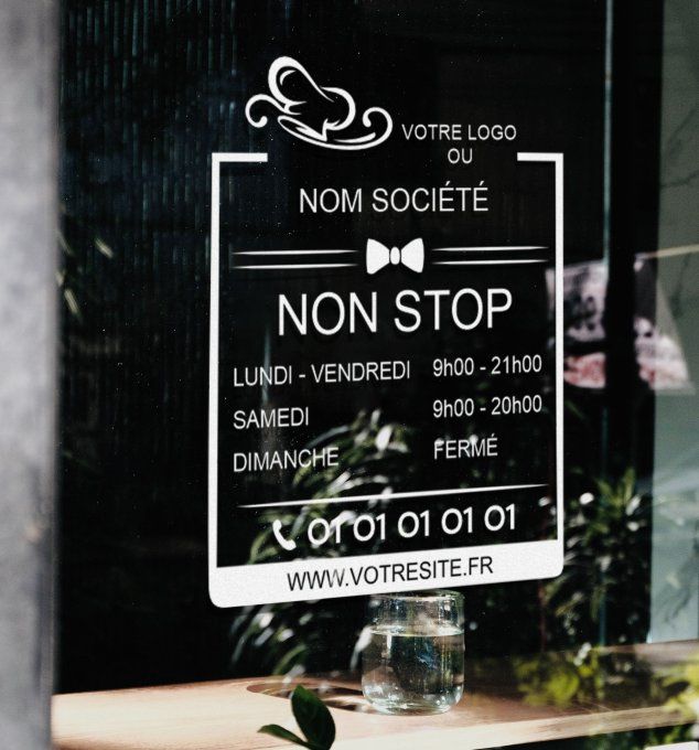 Sticker horaire vitrine Restaurant, Patisserie