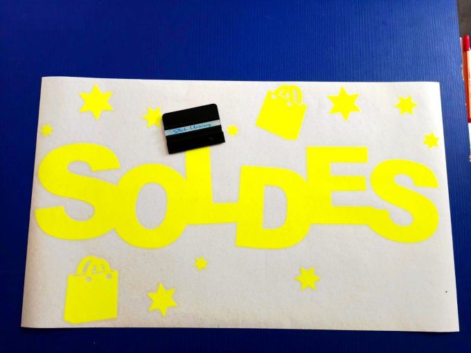 Sticker “SOLDE” pour vitrine – Autocollant promotion magasin – Décoration vitrine soldes 